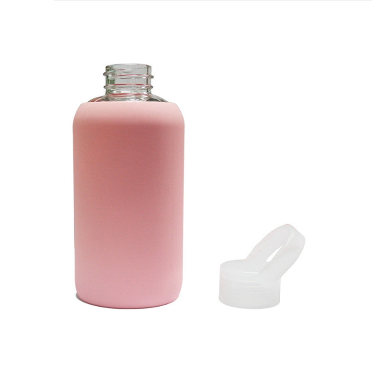 Glass Water Bottle Glass Women Water Bottles with Protective Silicon Case, Random Color Delivery