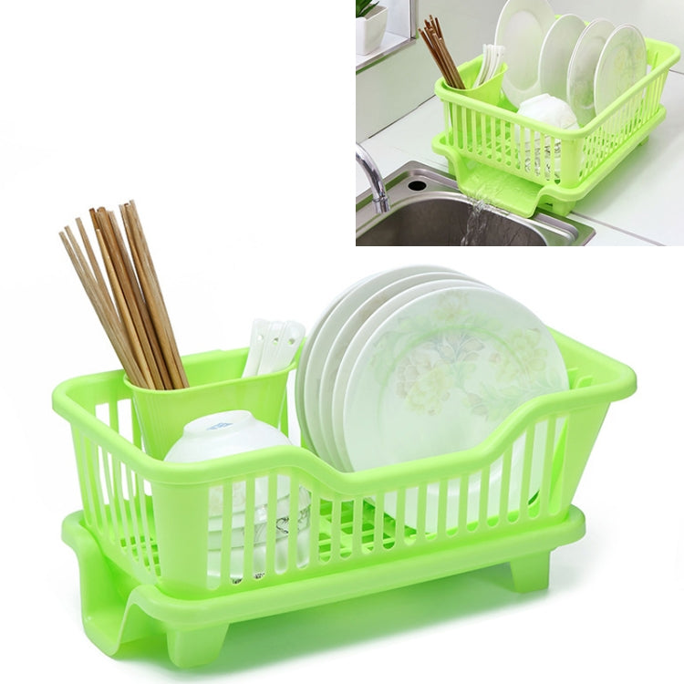 Kitchen Sink Dish Multi-function Drainer Drying Rack Kitchen Washing Holder Basket Organizer Green, Size:L, Style:Right Drainage
