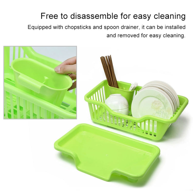 Kitchen Sink Dish Multi-function Drainer Drying Rack Kitchen Washing Holder Basket Organizer Green, Size:L, Style:Right Drainage