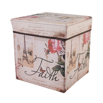 Multi-function Non-woven Square Retro Folding Storage Organizer Kids Book storage box(Tower Rose)