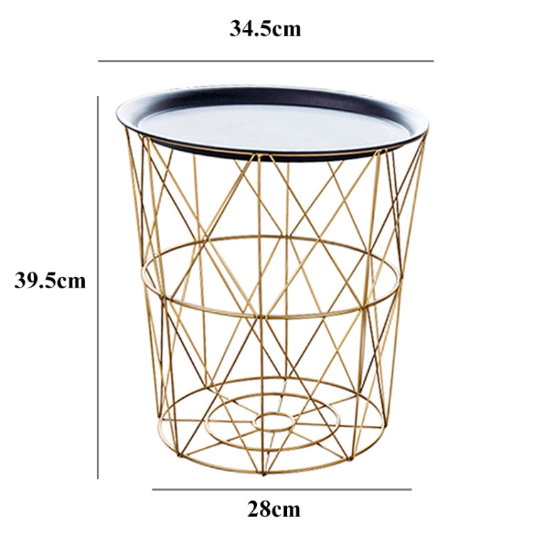 Coffee Tables Modern Nordic Iron Art Simple Living Room Sofa Side Bedroom Basket(Gold with back cover (M))