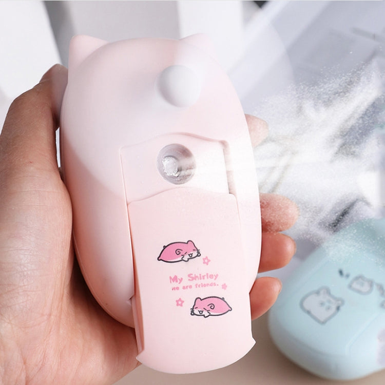 Cartoon Cute Hand-held Colorful Light Mini Outdoor Compact Portable Replenishing Fan(Pink)