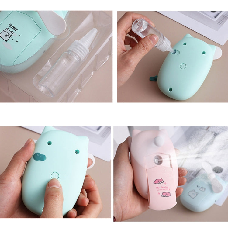 Cartoon Cute Hand-held Colorful Light Mini Outdoor Compact Portable Replenishing Fan(Pink)