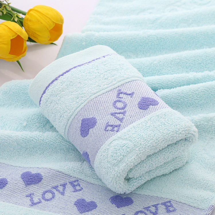Cotton LOVE Peach Heart Face Towel Bathroom Face Absorbent Drying Cloth(Blue)