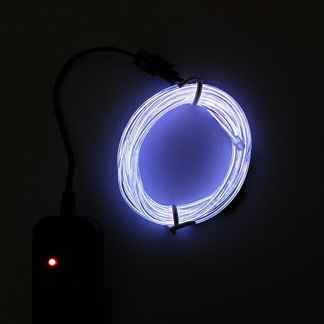 Flexible LED Light EL Wire String Strip Rope Glow Decor Neon Lamp USB Controlle 3M Energy Saving Mask Glasses Glow Line F277