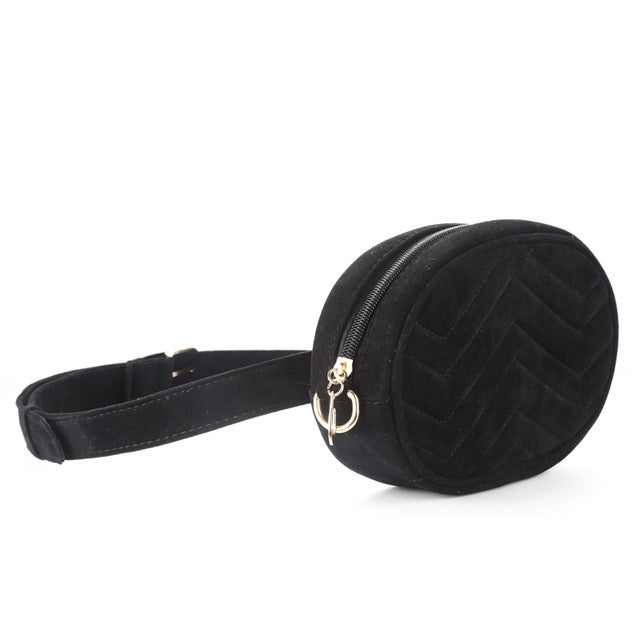 Mini Rhombic Round Waist Bag Women Luxury Leather Handbag