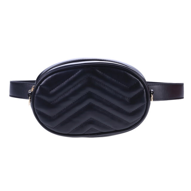Mini Rhombic Round Waist Bag Women Luxury Leather Handbag
