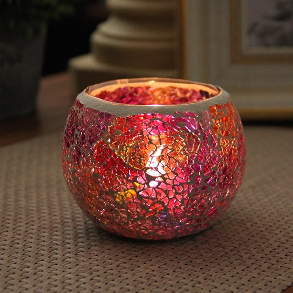 Mosaic Glass Candlestick Retro Ornaments Gift Bar Candle Cup Home Accessories