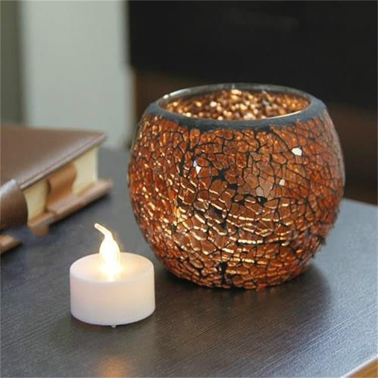 Mosaic Glass Candlestick Retro Ornaments Gift Bar Candle Cup Home Accessories