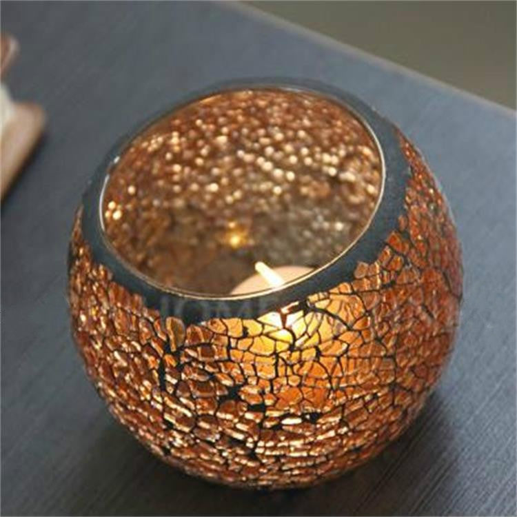 Mosaic Glass Candlestick Retro Ornaments Gift Bar Candle Cup Home Accessories