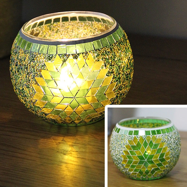 Mosaic Glass Candlestick Retro Ornaments Gift Bar Candle Cup Home Accessories
