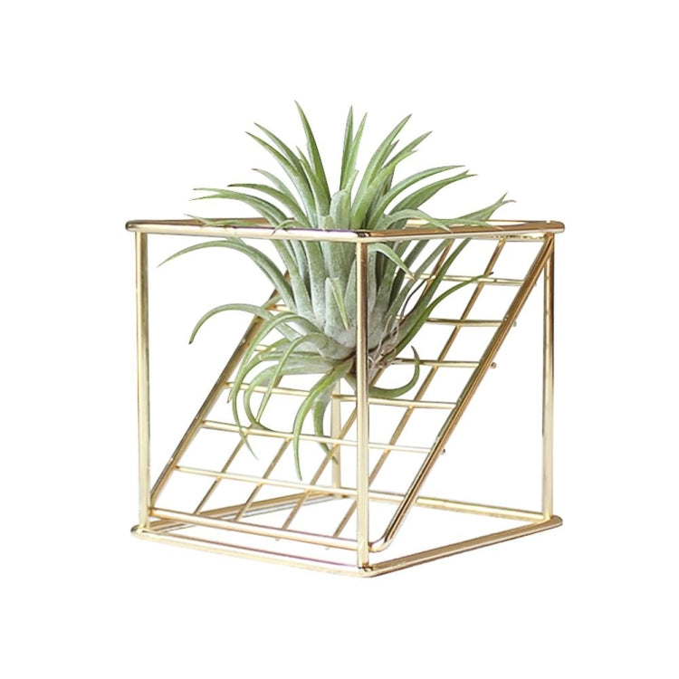 Wrought Iron Flower Stand Geometric Wall Hanging Succulent Plants Pot Wedding Creative Flower Plant Container Home Decoration, Color:Gold