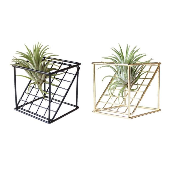 Wrought Iron Flower Stand Geometric Wall Hanging Succulent Plants Pot Wedding Creative Flower Plant Container Home Decoration, Color:Gold
