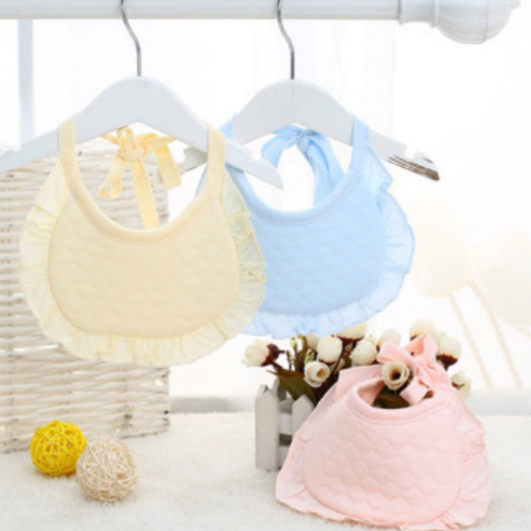 2 PCS Newborn Drool-proof Warmth With Lace Mini Bib(Blue)