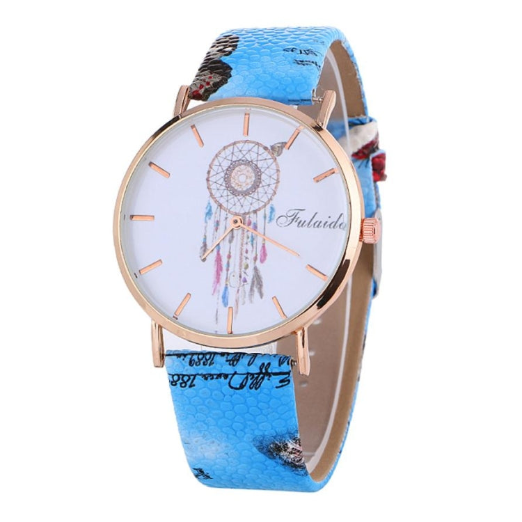 Falaida Dreamcatcher Pattern Leather Strap Quartz Watch for Women
