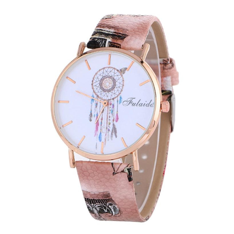 Falaida Dreamcatcher Pattern Leather Strap Quartz Watch for Women