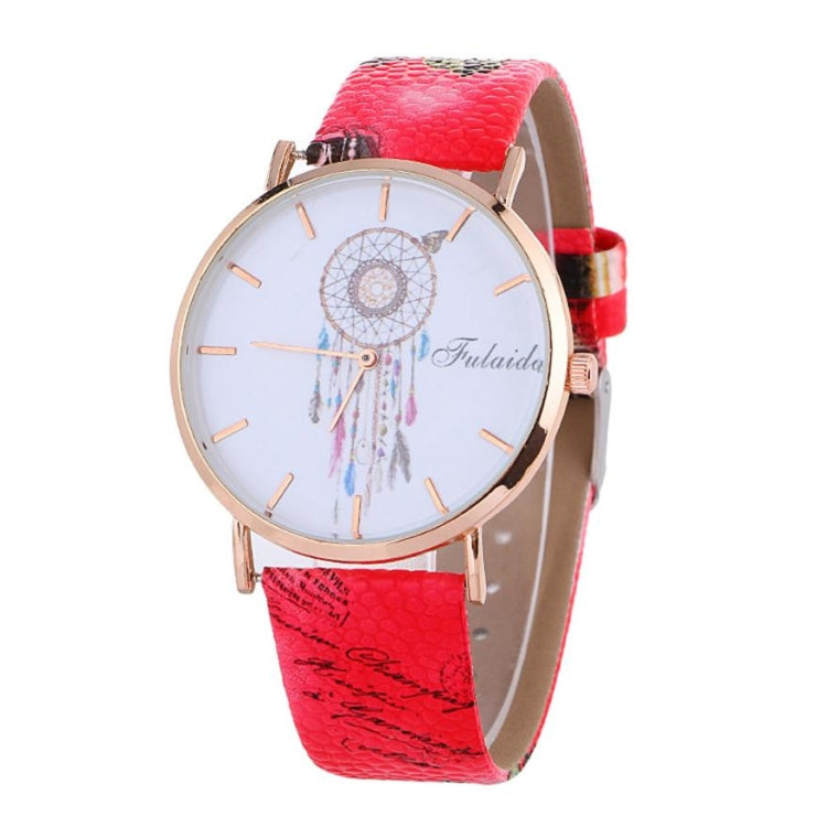 Falaida Dreamcatcher Pattern Leather Strap Quartz Watch for Women