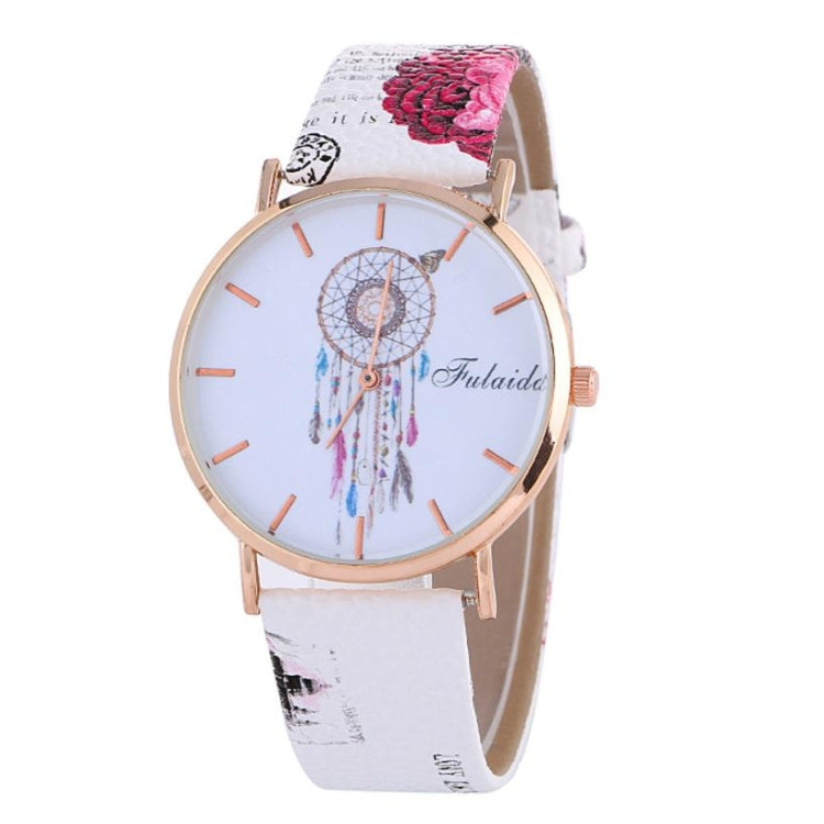 Falaida Dreamcatcher Pattern Leather Strap Quartz Watch for Women
