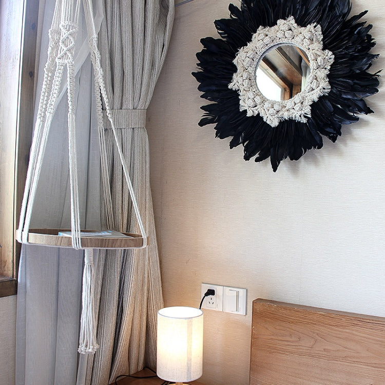 Modern Handmade Tapestry Feather Glass Mirror Wall Decorative Mirrored