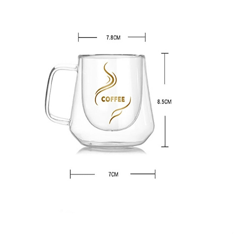 Double Wall Mug Office Mugs Heat Insulation Double Coffee Mug Coffee Glass Cup, Style:Labeled
