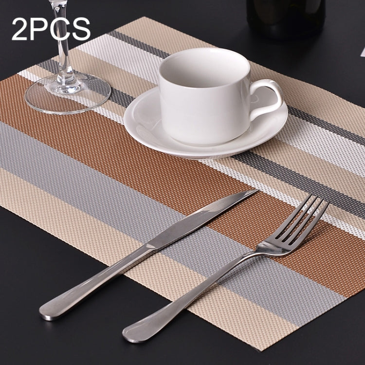 2 PCS Kitchen Dinning Table Placemat Napkins Heat Resistant PVC Stripe Mat Placemats Manteles Doilies Coaster Cup Pad