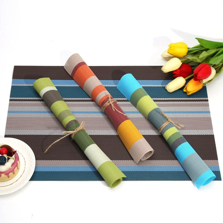 2 PCS Kitchen Dinning Table Placemat Napkins Heat Resistant PVC Stripe Mat Placemats Manteles Doilies Coaster Cup Pad