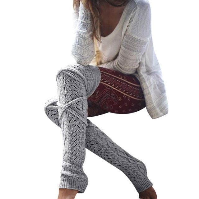 Autumn and Winter Women Over-the-knee High Tube Wool Socks, Size:One Size