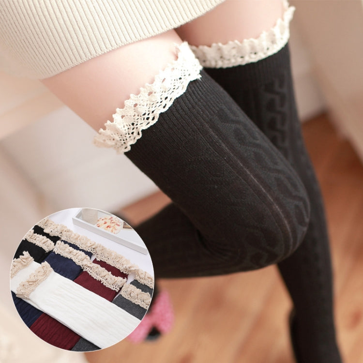 Lace High Knee Long Tube Women Socks, Size:One Size