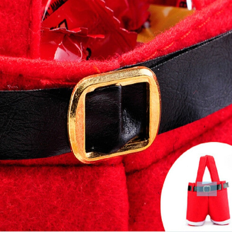 Santa Claus Suspenders Pants Candy Bottle Gift Bag Decoration