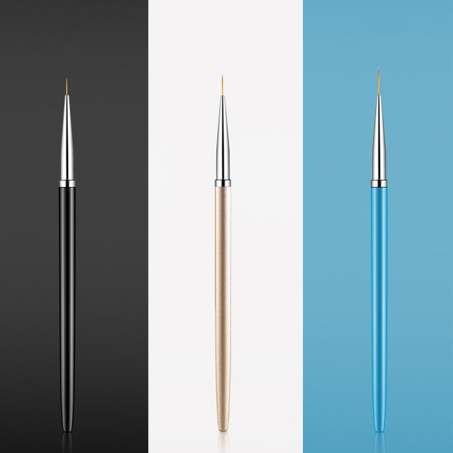 9 PCS Nail Art Brush Liner Pens Metal Handle For UV Gel Polish Painting Drawing Lining Brushes Nails Tools