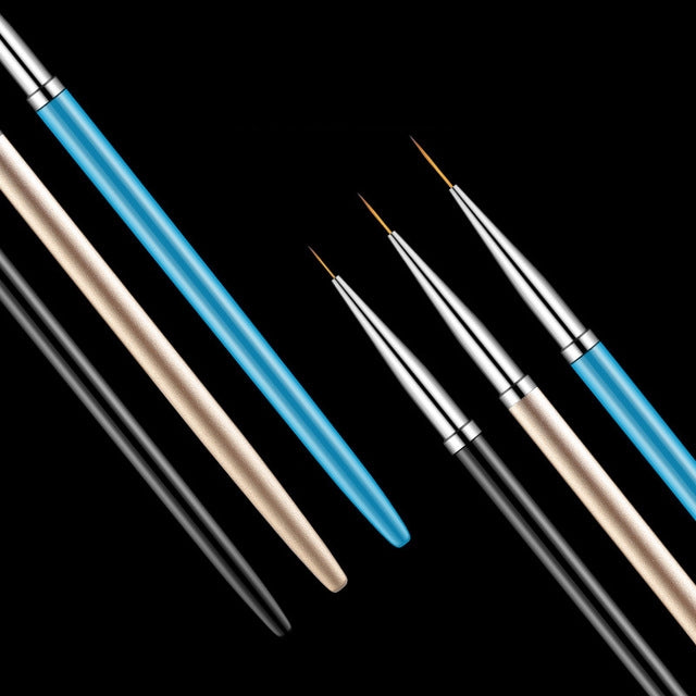 9 PCS Nail Art Brush Liner Pens Metal Handle For UV Gel Polish Painting Drawing Lining Brushes Nails Tools