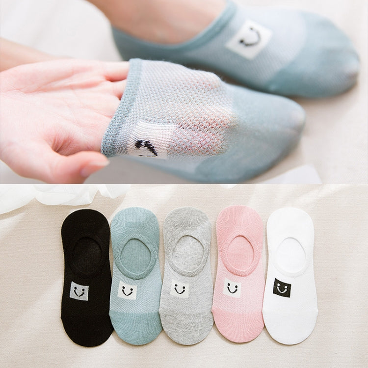Smiling Face Mesh Invisible Shallow Mouth Socks Cotton Sailboat Socks, Size:One Size