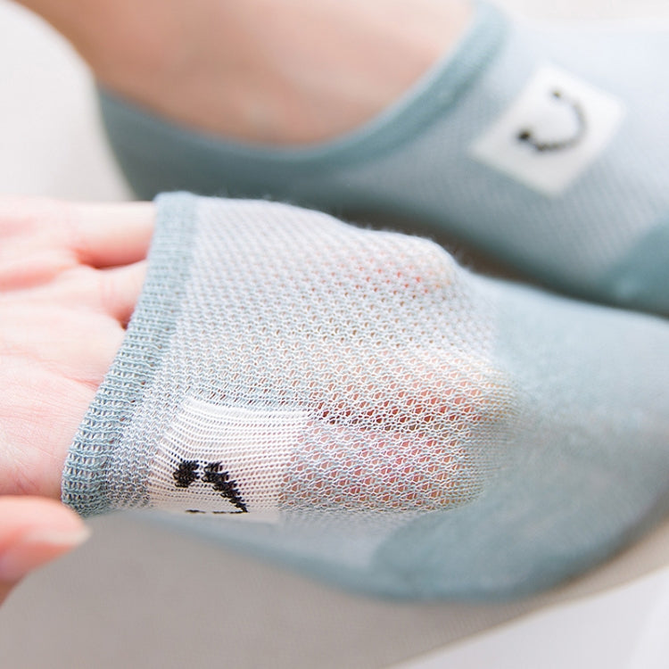 Smiling Face Mesh Invisible Shallow Mouth Socks Cotton Sailboat Socks, Size:One Size