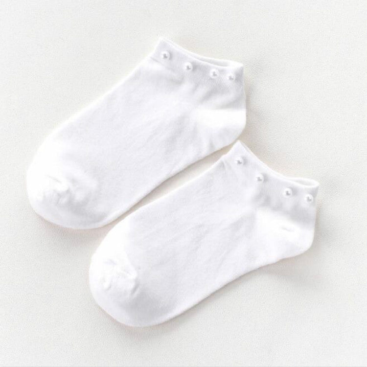Ladies Short Socks Candy Color Socks Cotton Lovely Shiny Pearl Socks