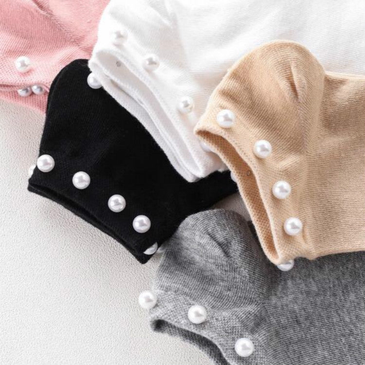 Ladies Short Socks Candy Color Socks Cotton Lovely Shiny Pearl Socks