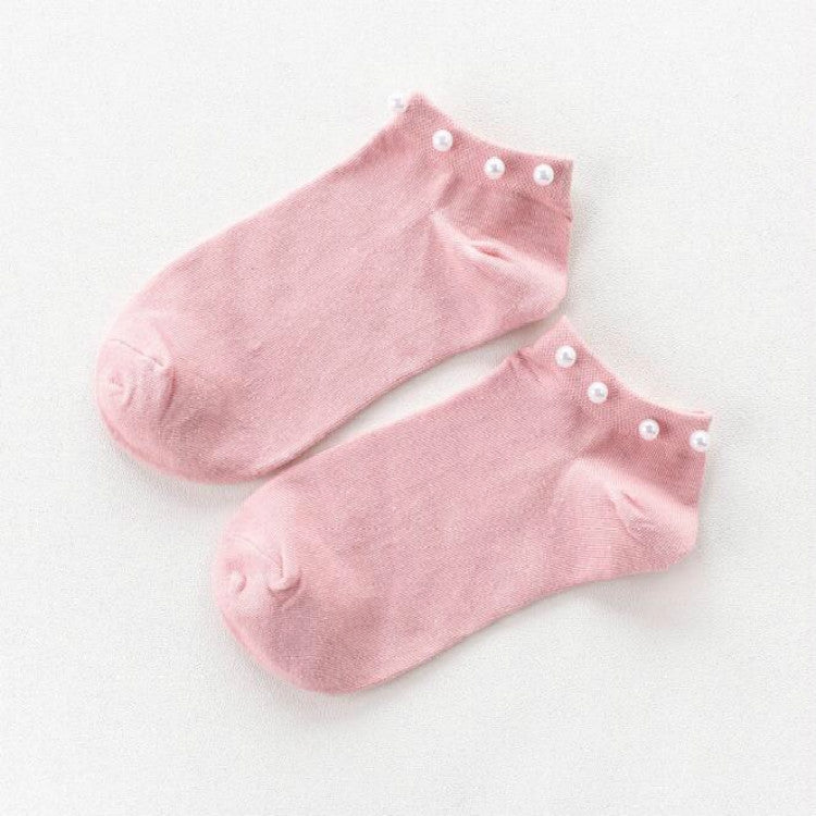 Ladies Short Socks Candy Color Socks Cotton Lovely Shiny Pearl Socks