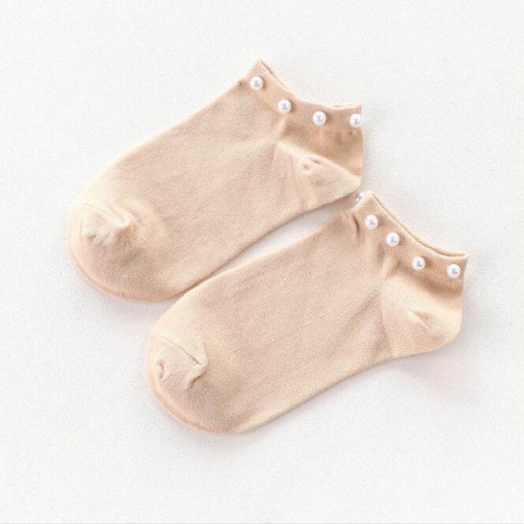 Ladies Short Socks Candy Color Socks Cotton Lovely Shiny Pearl Socks