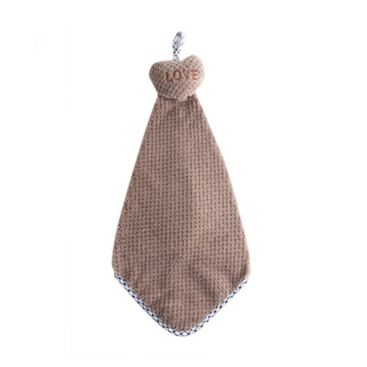 Heart Shape Thickened Kitchen Hanging Water Tower Hand Towel Kitchen Tool(Light Coffee)
