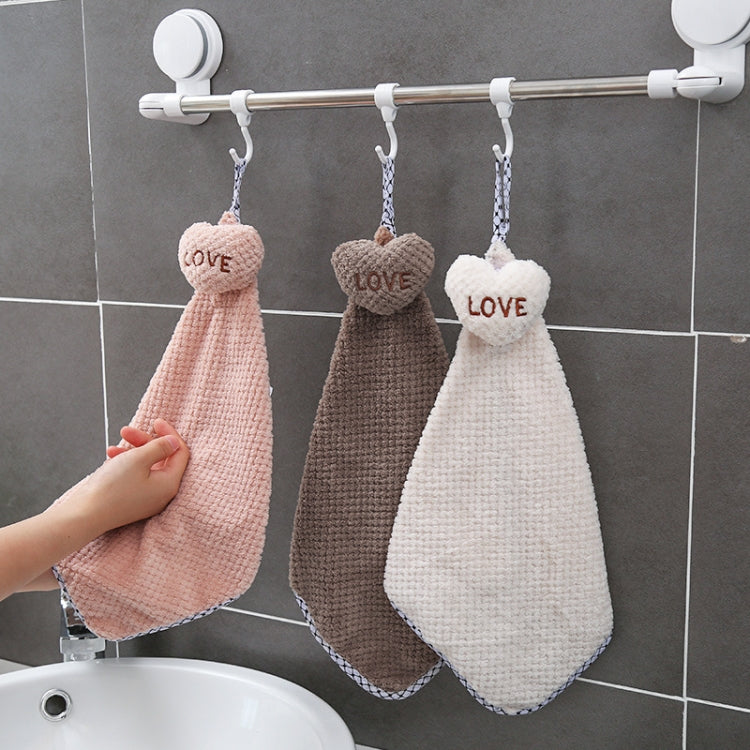 Heart Shape Thickened Kitchen Hanging Water Tower Hand Towel Kitchen Tool(Light Coffee)