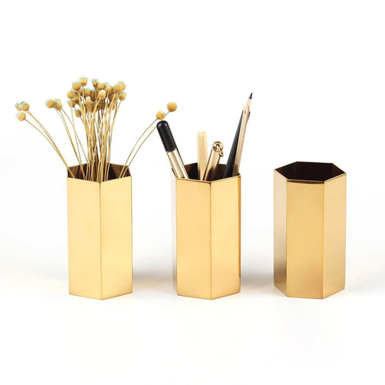 Nordic Hexagonal Stainless Steel Gold Vase Study Hallway Home Wedding Decoration