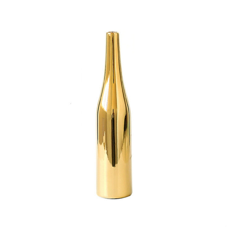 Gold Plated Vase Ceramic Flower Vase Water Planting Container Desktop Decorative Vase, Shape:Fine Height