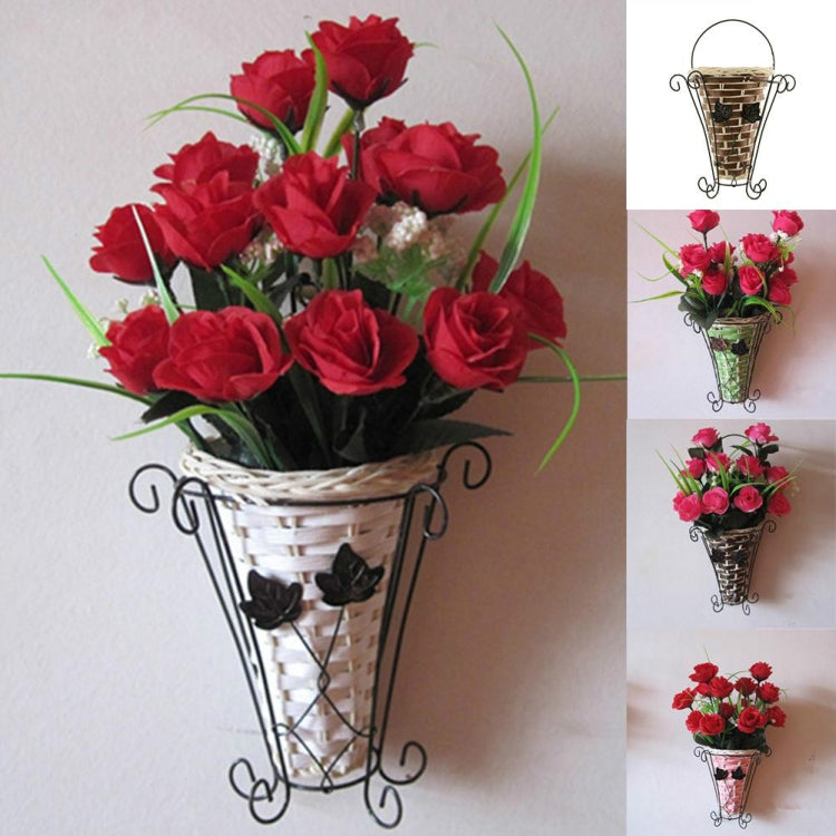 2 PCS Weave Vine Wall Hanging Flower Basket Flower Home Decor, Random Color Delivery