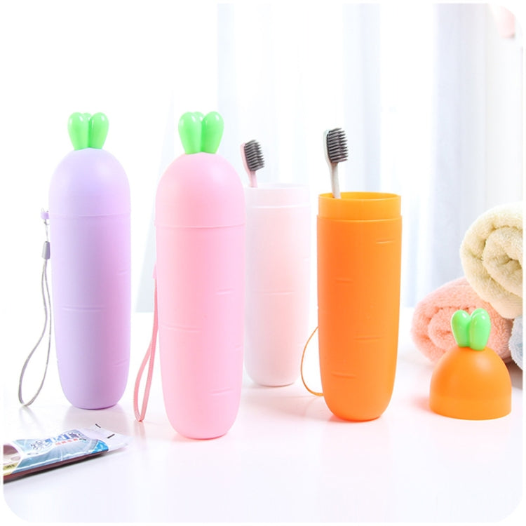 Portable Toothbrush Cup Brush Radish Outdoor Wash Travel Tooth Box with Cover Cap(White)