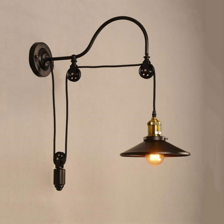 Vintage Wrought Iron Lamp Pulley Lift Wall Lamp Bar Coffee Farm Decoration Lamp without Light Source