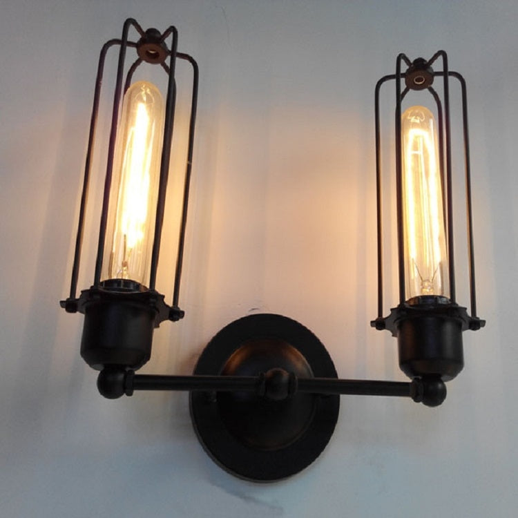 Simple Personality Creative Retro Living Room Dining Room Study Aisle Bedside Wrought Iron LED Wall Lamp without Light Source, Size:Double Heads