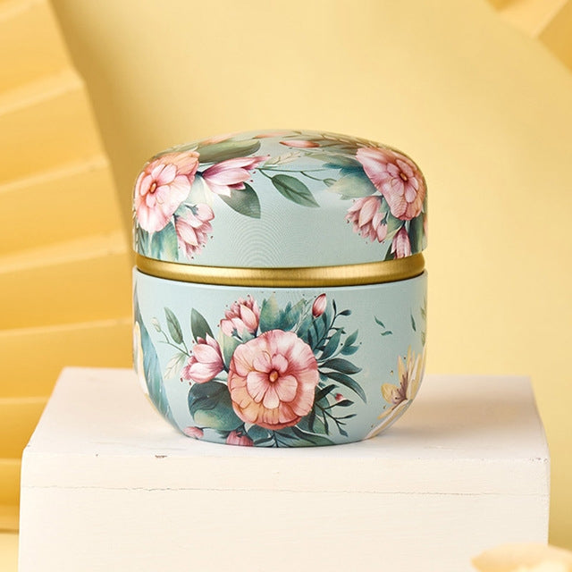 HOOMIN Tea Box Tea Jar Storage Holder Tea Caddies Matcha Container Mini Coffee Powder Organizer Cans Multifunction Round Metal, Color:At a glance