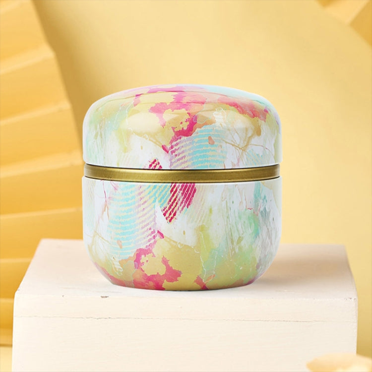HOOMIN Tea Box Tea Jar Storage Holder Tea Caddies Matcha Container Mini Coffee Powder Organizer Cans Multifunction Round Metal, Color:Colorful clouds