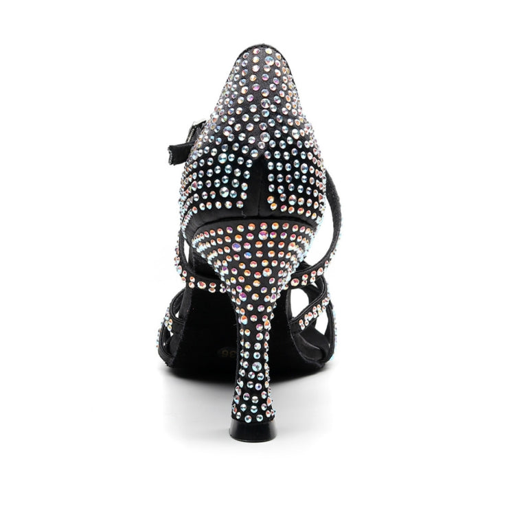 Sequins Gradient Gold-plated Latin Dance High Heels Shoe for Women, Shoe Size:44(Black)