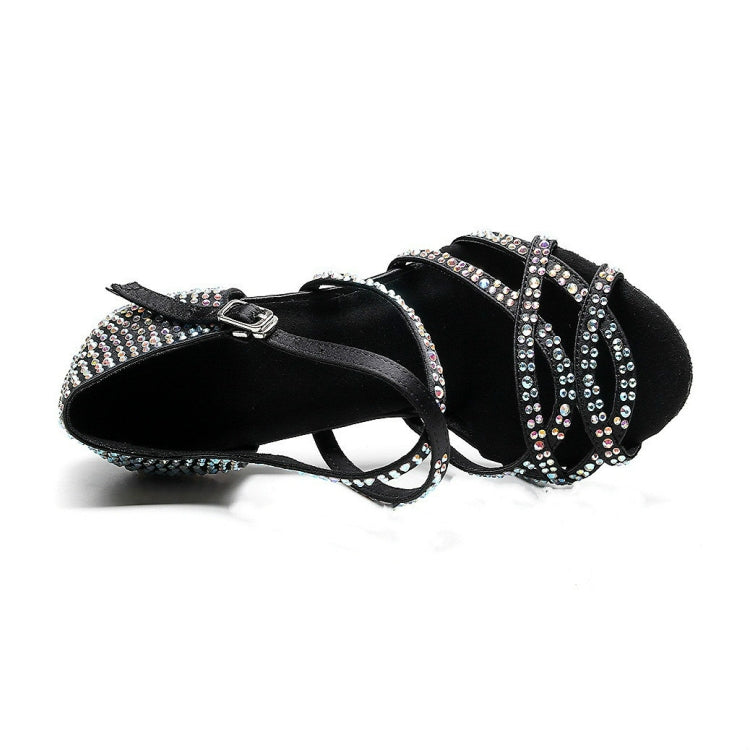 Sequins Gradient Gold-plated Latin Dance High Heels Shoe for Women, Shoe Size:44(Black)