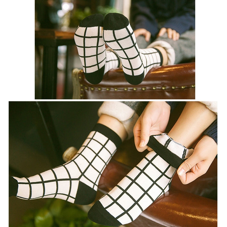 IDEASOX Simple Tube Stockings Harajuku Casual Cotton Socks, Size:One Size(Houndstooth)